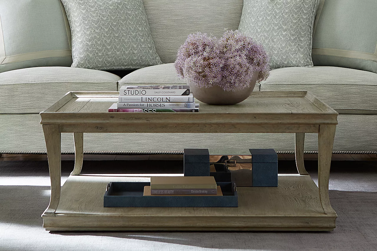 The Candler Park coffee table in room scene.